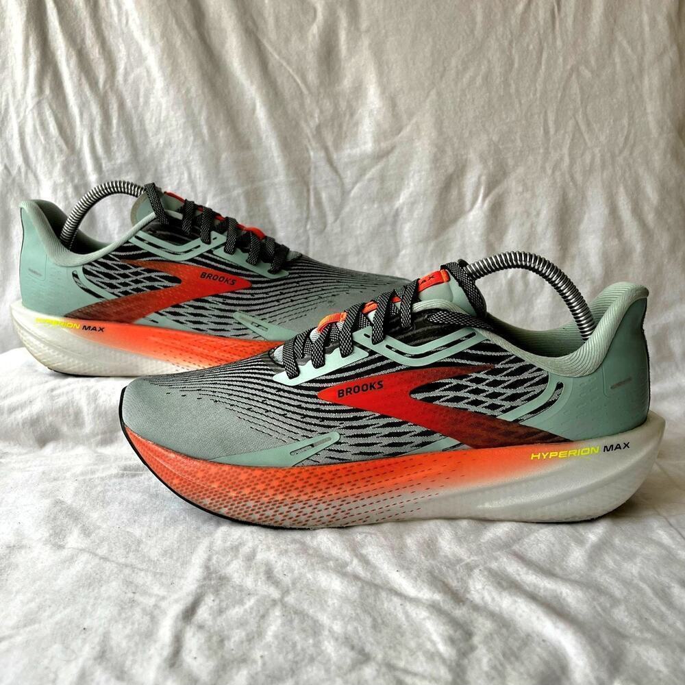 Brooks Hyperion Max Mint Green with Orange Accents Running Shoes
